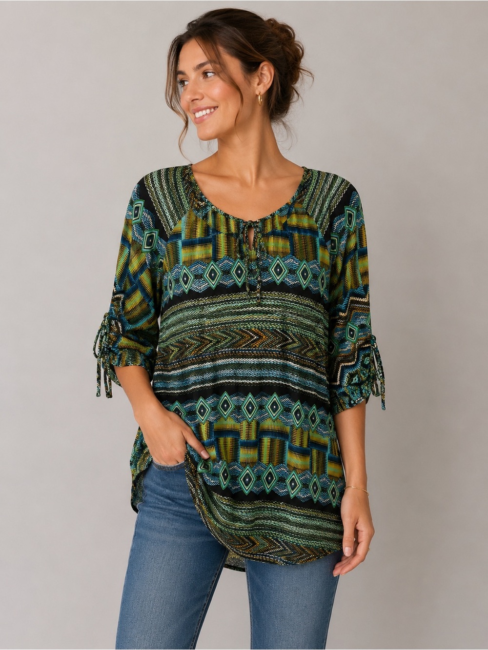Fiori Geometric Print Tunic Top – Women’s Size Missing